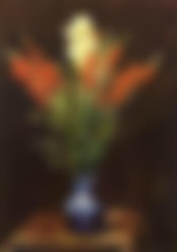 Gladioli in blue vase (preview)