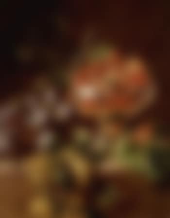 Still life with prunes, gooseberries and strawberries in a bowl (preview)