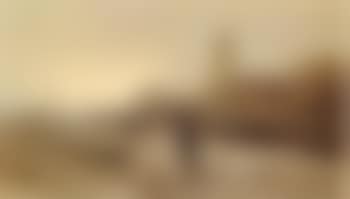 Figures on their way to town on a rainy day (preview)