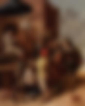 Quack doctor and his assistant selling their wares in a village (preview)