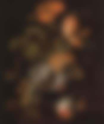 Bouquet of flowers with roses, tulips and poppy in vase (preview)