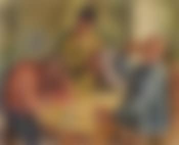 Accordion player with two men at pub table (preview)