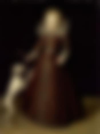 Portrait of a young boy holding a sprig of flowers, with a dog (preview)
