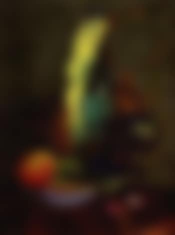 Still life of bottle and bowl with fruit (preview)