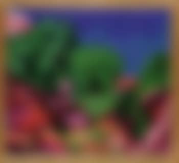 Summer landscape with house among green bushes and flowers (preview)