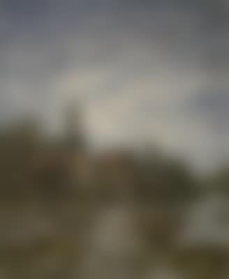 Figures by river with town (preview)