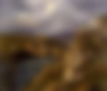 Mountain landscape with buildings and stone bridge across river (preview)