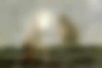 Two masted clipper ship and Gloucester fishing boat off the Grand Banks (preview)