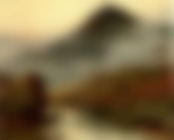 Drover and his cattle beside a highland stream with mountains beyond (preview)