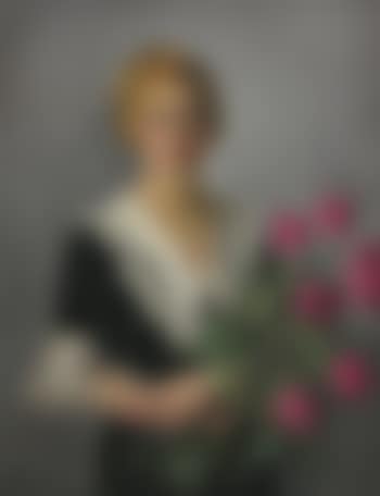 Portrait of Marcia holding tulips (preview)