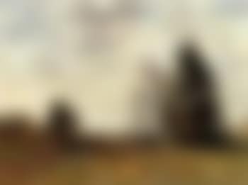 Impressionist landscape with trees and drifting clouds (preview)