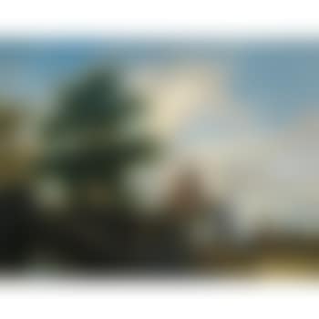 River landscape with figures, tower beyond (preview)