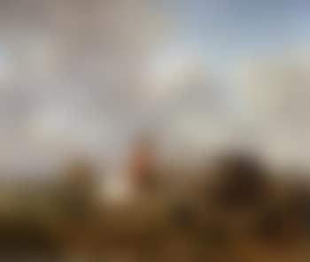 Landscape with horseman on white horse, donkey and figures (preview)