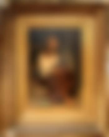 Portrait of a young country girl in a cane-seat chair (preview)