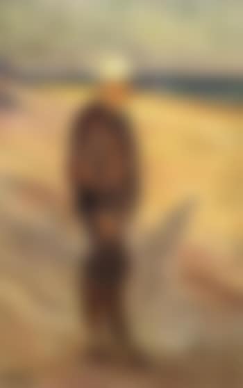 Man with white hat and stick on Skagen beach (preview)