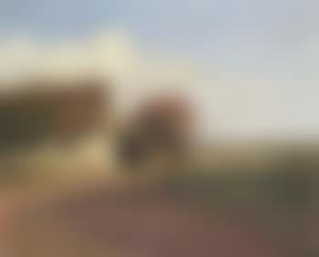 Summer landscape with farmer working in field (preview)