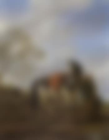 Resting horseman with horse and dog in landscape (preview)