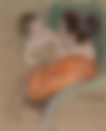Mother Louise holding up her blue-eyed child (preview)
