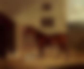 Studies of bay hunters and fox hounds outside stables (preview)