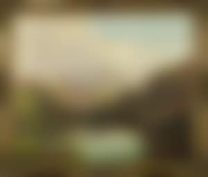 A figure and boats at a shore of a lake (preview)