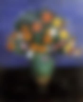 Vase de fleurs sur fond bleu (preview)