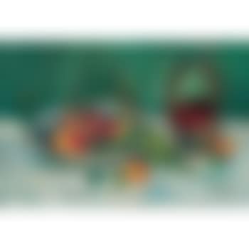 Plat de fruits, raisins et petit panier (preview)