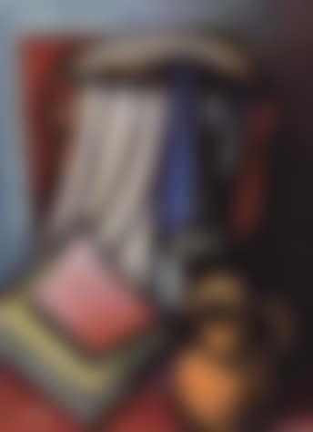 Still life of books, jug, bottle (preview)