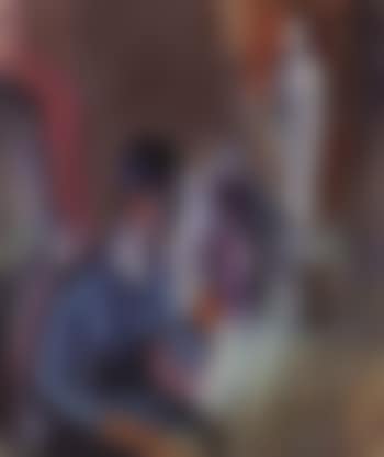 Woman with vase in her hand and sculpture behind (preview)