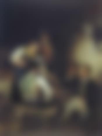Interior scene with with woman and painters (preview)
