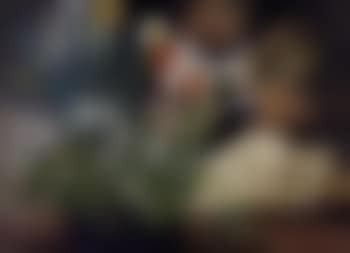 The artist's two children, Jan and Bode at table with spring flowers (preview)