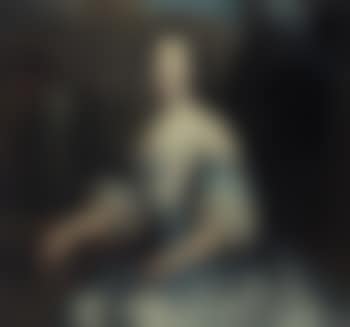 Portrait of lady in a blue dress trimmed with lace (preview)