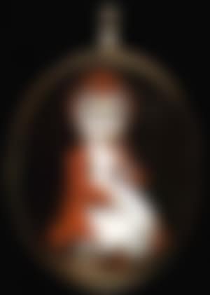 Child, in a white smock, holding a shoe (preview)