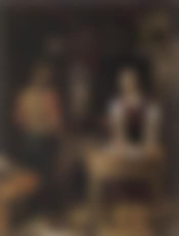 Cottage interior with couple (preview)