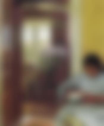 Interior scene with the artist's daughter Nina in their home Dagminne (preview)