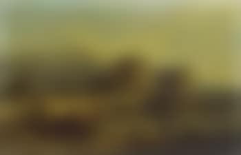 Traveller and cattle beside a stone bridge and castle (preview)