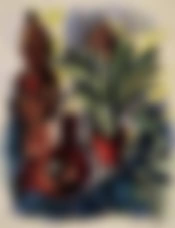 Still life with wooden figure and amaryllis (preview)