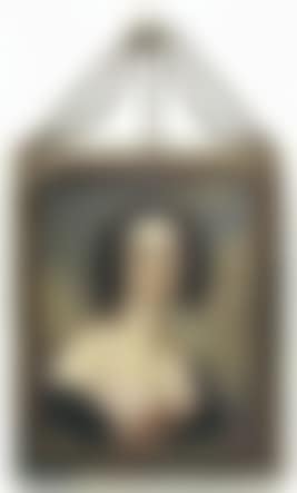 Portrait of a lady wearing a pink dress and black shawl (preview)