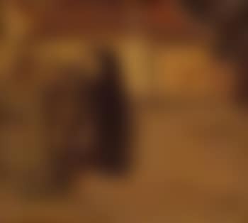 Widow dressed in black talking to gentleman in summer (preview)