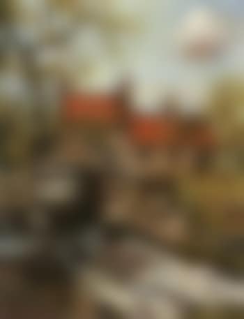 Red roofs by a weir (preview)