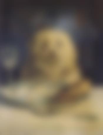 Unusual guest - dog at covered table (preview)