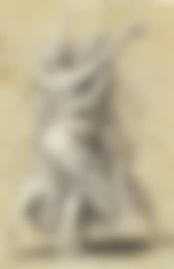 Female nude throwing up, seen from behind, embraced by a advancing warrior (preview)
