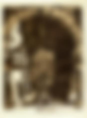 Vaulted sepulchre lined with niches, mourners in a cemetary beyond (preview)