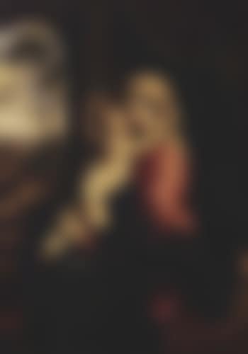 Madonna and the Christ Child embracing in an interior, landscape with Saint Joseph beyond (preview)