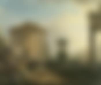 Capriccio view of the Temple of Vesta with figures playing cards in the foreground (preview)