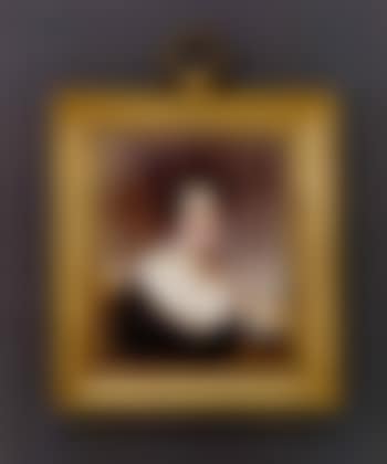 Young lady in black and blue dress, landscape beyond (preview)