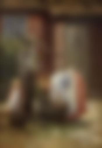 Mother and child by well in farmyard (preview)