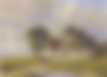 Extensive landscape with farm building, figure and animal (preview)