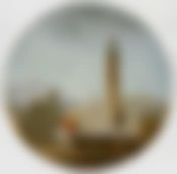 Landscape with a horseman pausing by a fountain (preview)