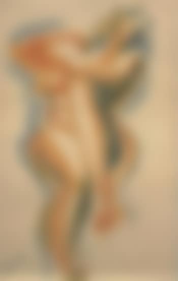 Untitled - figurative study in blue and orange (preview)