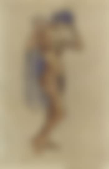 Nude model with drapery. Standing female nude (preview)
